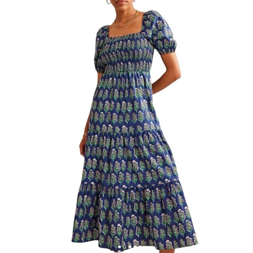 Boden Blue and Green Floral Maxi Dress